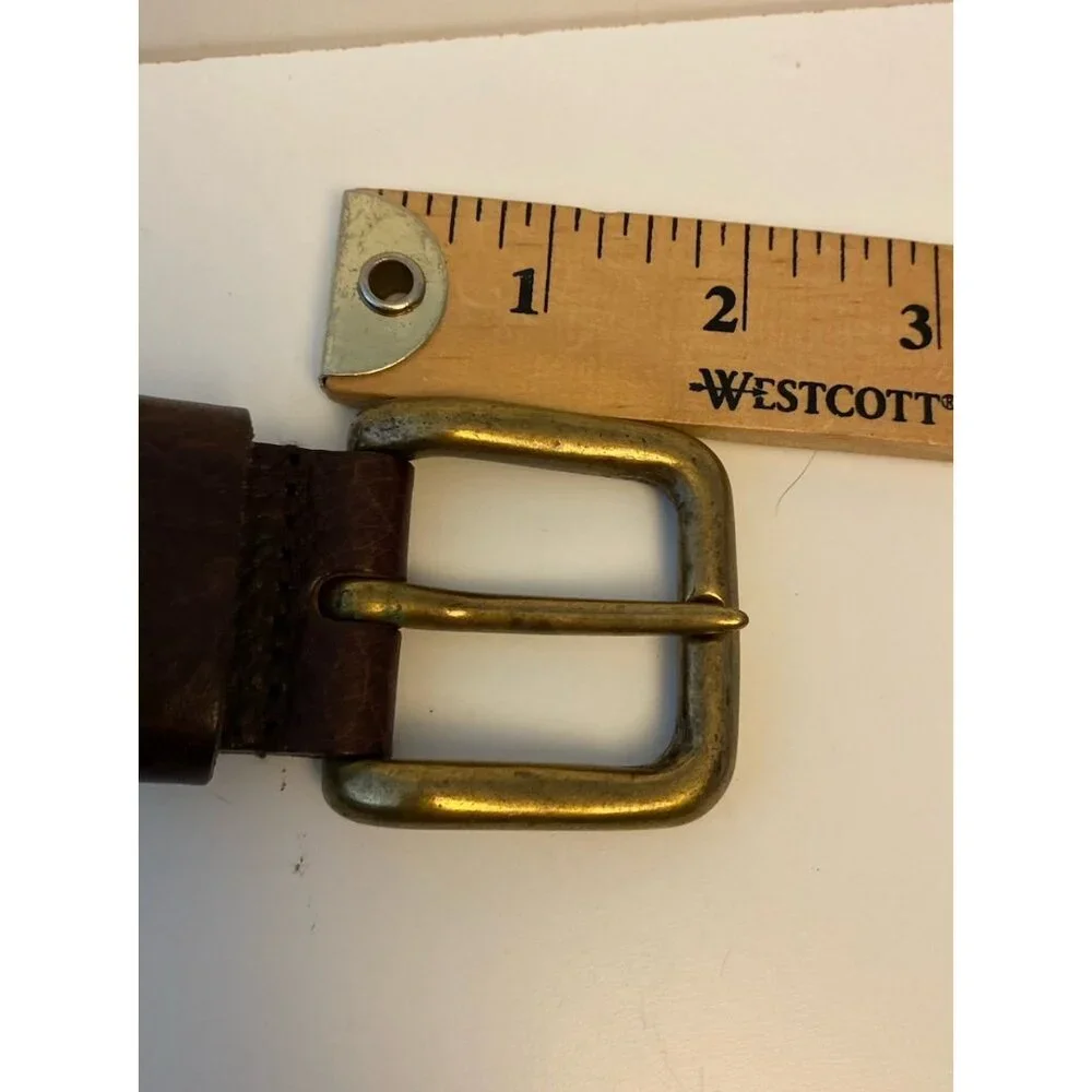 Eddie Bauer Brown Pebbled English Leather Belt Casual Everyday Jeans Sz 42